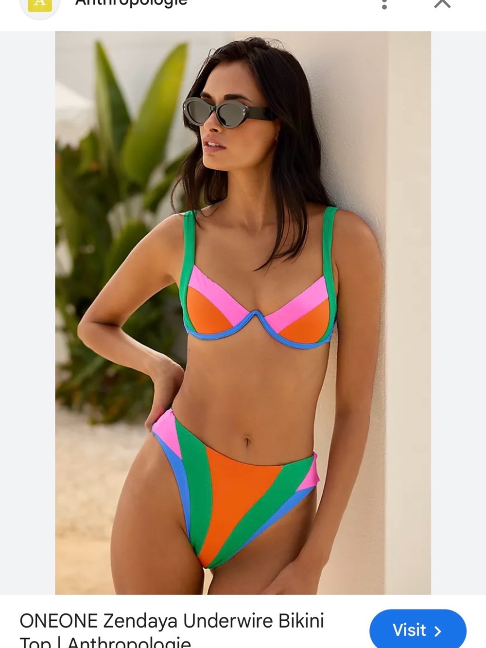 Zendaya Colorblock Underwire Bikini in Orange, Pink & Green